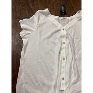 NWT White  Pullover Blouse‎ Size 16W Short Sleeve